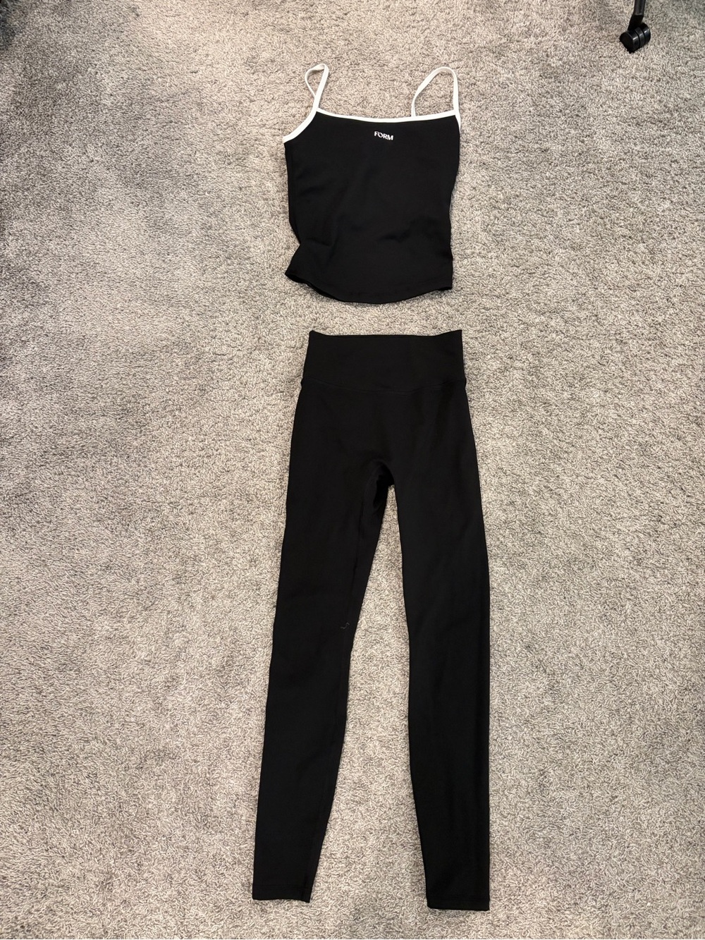 FORM High-Rise Black Leggings with Black Trim Tank Set